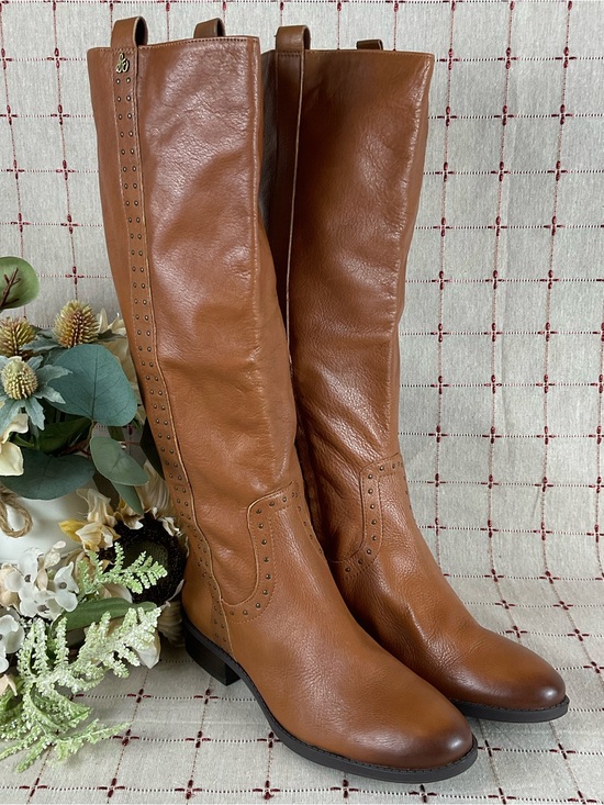 Sam Edelman Shoes - Sam Edelman Prina Studded Soft Brown Leather Knee High Riding Boots Sz 8.5 NWOB